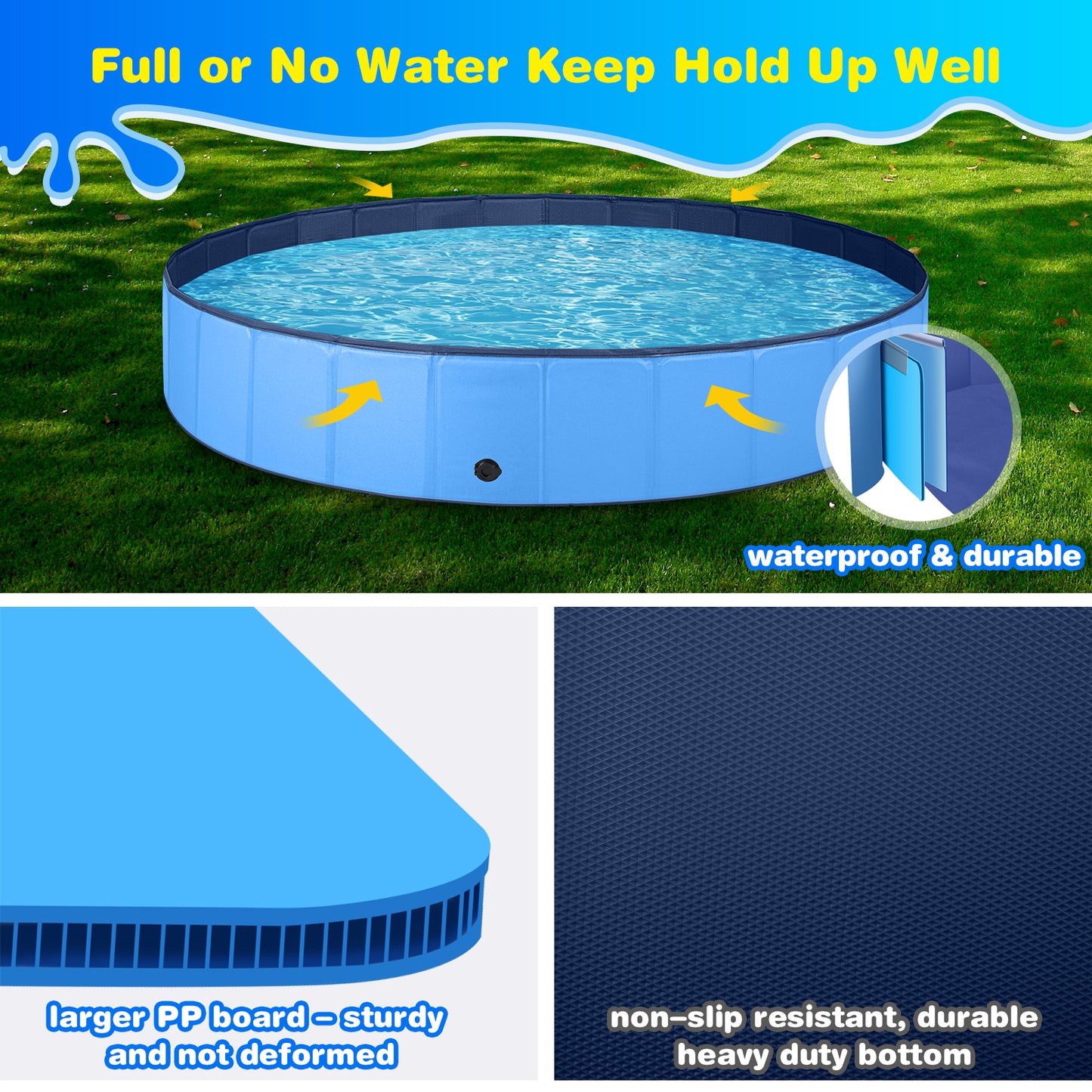 Jecoo Dog Pool for Large Dogs Foldable Kiddie Pool Hard Plastic