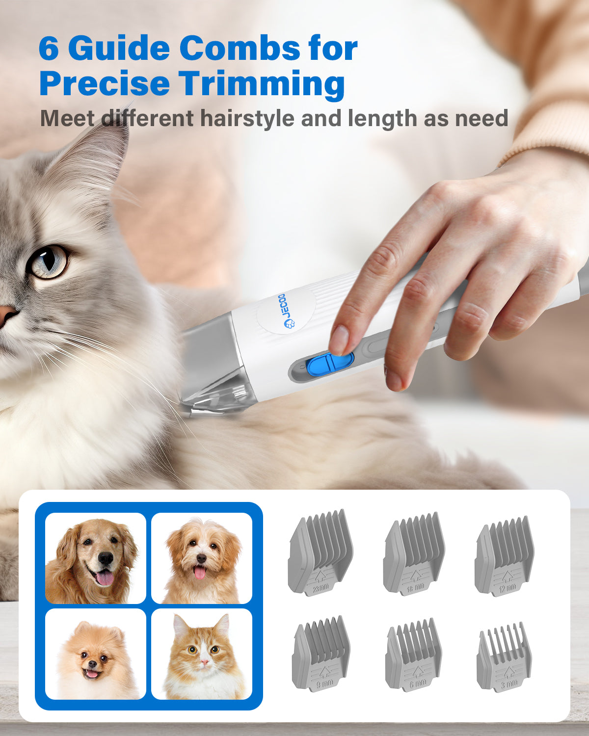 Jecoo Dog Grooming Kit & Dog Hair Vacuum with Clippers and Brush