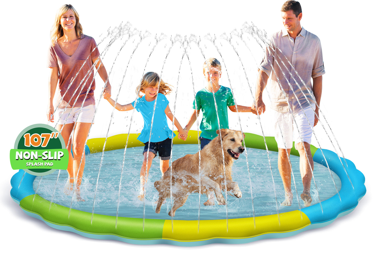 Jecoo Splash Pad for Kids and Dog, Non Slip Thicken Sprinkler Dog Pool Summer Outdoor Water Toys for Backyard