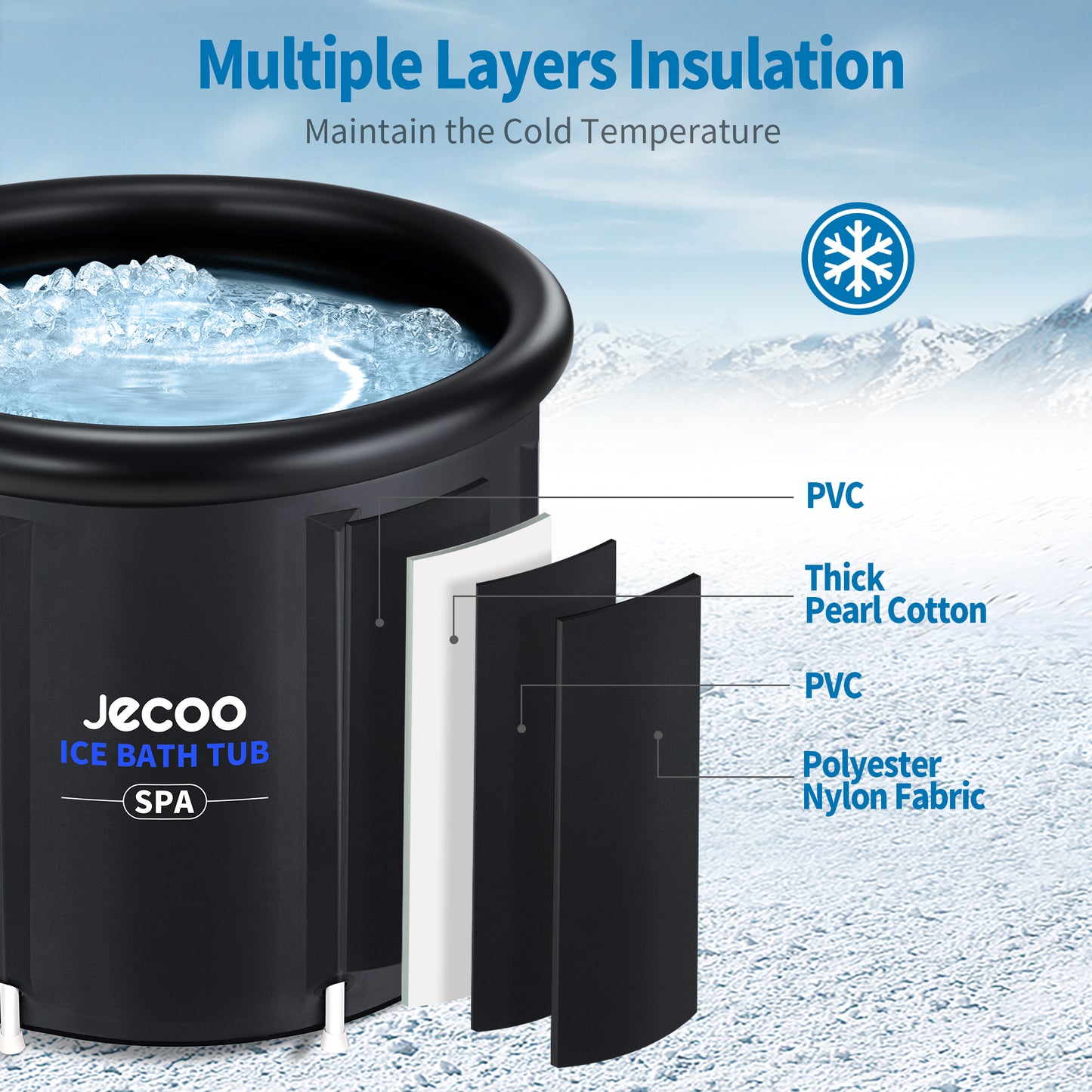 Jecoo Ice Bath Tub for Athletes, Heavy Duty Cold Plunge Tub Portable Cold Plunge for Adults Ice Baths Cold Water Therapy for Recovery at Home, Gyms, Indoor Outdoor