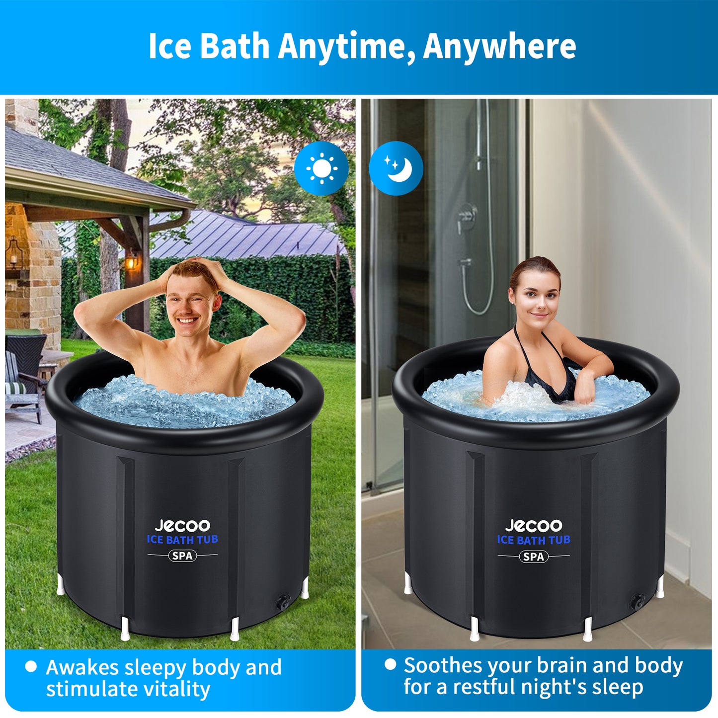 Jecoo Ice Bath Tub for Athletes, Heavy Duty Cold Plunge Tub Portable Cold Plunge for Adults Ice Baths Cold Water Therapy for Recovery at Home, Gyms, Indoor Outdoor