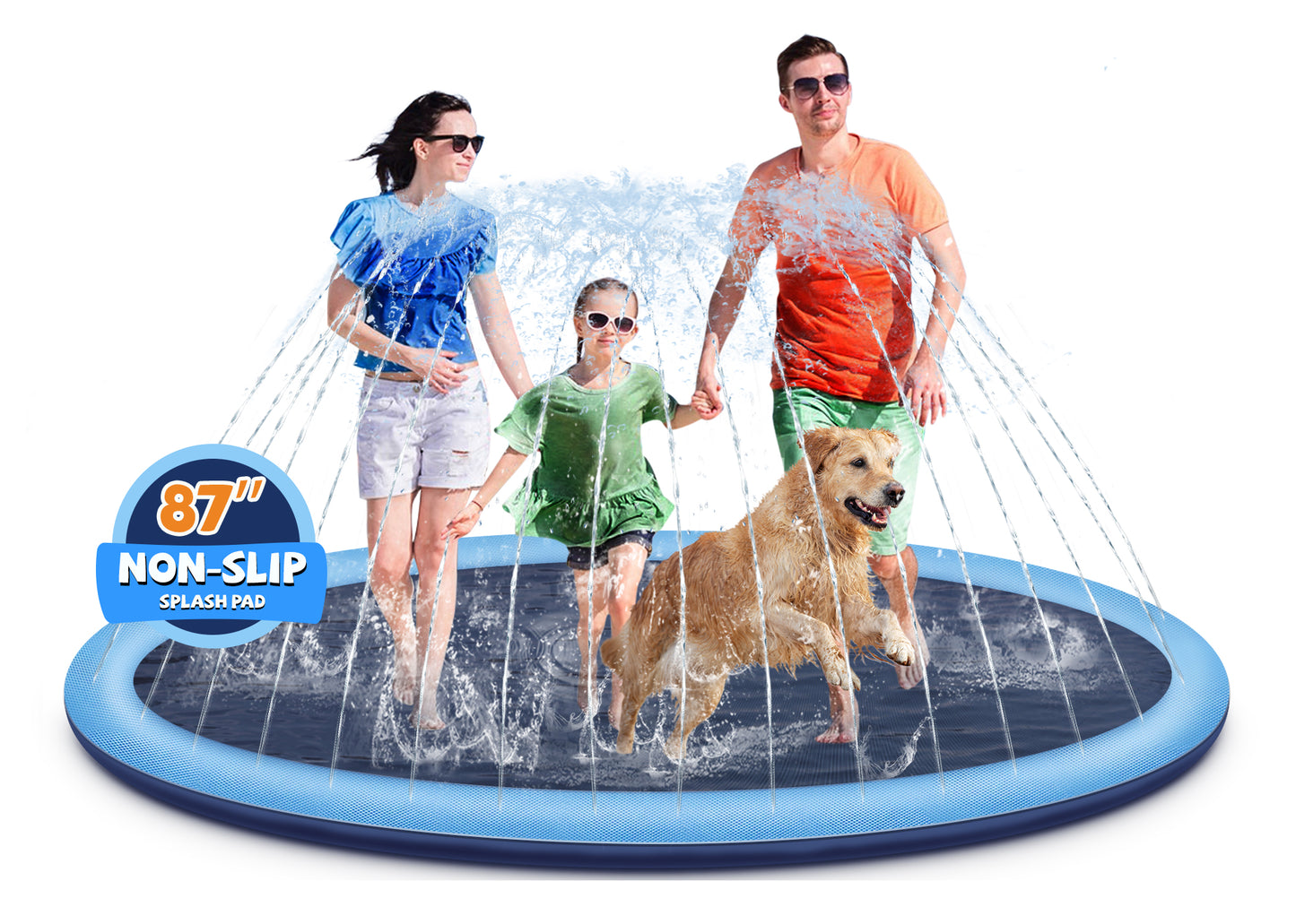Jecoo Splash Pad for Kids and Dog, Non Slip Thicken Sprinkler Dog Pool Summer Outdoor Water Toys for Backyard