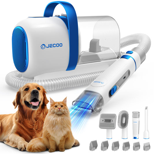 Jecoo Dog Grooming Kit & Dog Hair Vacuum with Clippers and Brush