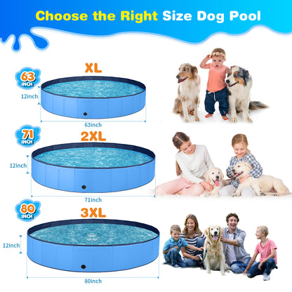 Jecoo Dog Pool for Large Dogs Foldable Kiddie Pool Hard Plastic