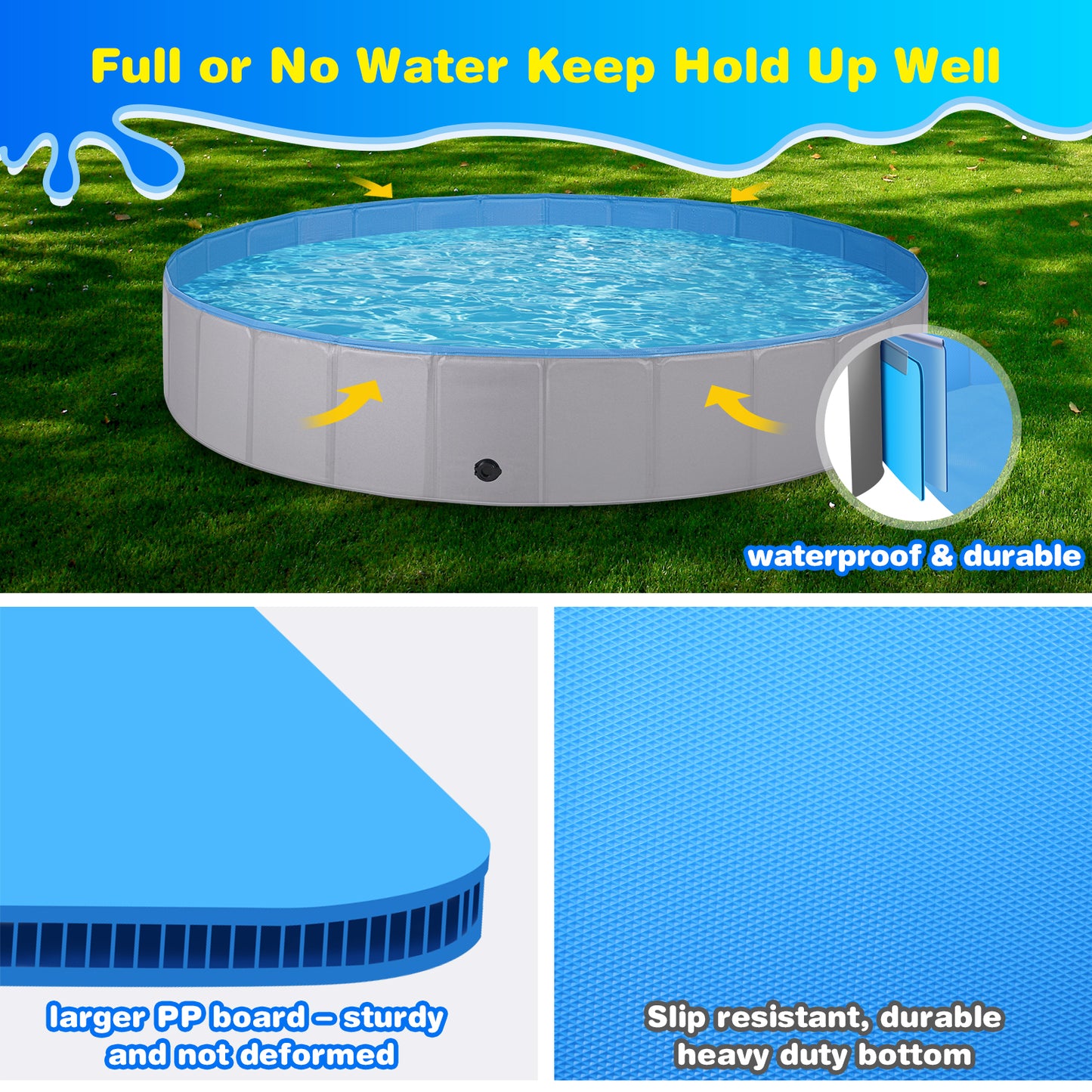 Jecoo Dog Pool for Large Dogs Foldable Kiddie Pool Hard Plastic