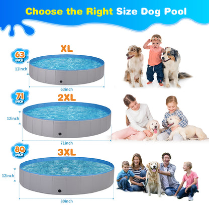 Jecoo Dog Pool for Large Dogs Foldable Kiddie Pool Hard Plastic