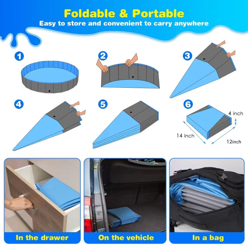 Jecoo Dog Pool for Large Dogs Foldable Kiddie Pool Hard Plastic