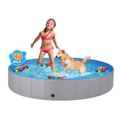 Jecoo Dog Pool for Large Dogs Foldable Kiddie Pool Hard Plastic