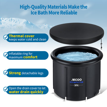 Jecoo Ice Bath Tub for Athletes, Heavy Duty Cold Plunge Tub Portable Cold Plunge for Adults Ice Baths Cold Water Therapy for Recovery at Home, Gyms, Indoor Outdoor