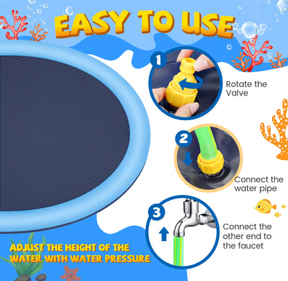 Jecoo Splash Pad for Kids and Dog, Non Slip Thicken Sprinkler Dog Pool Summer Outdoor Water Toys for Backyard