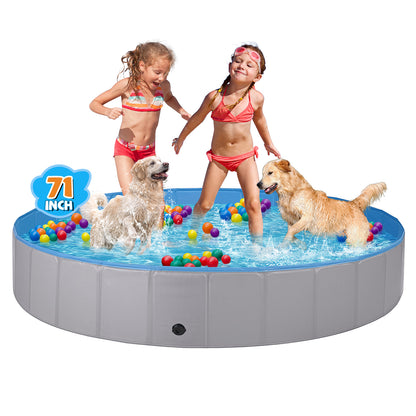 Jecoo Dog Pool for Large Dogs Foldable Kiddie Pool Hard Plastic