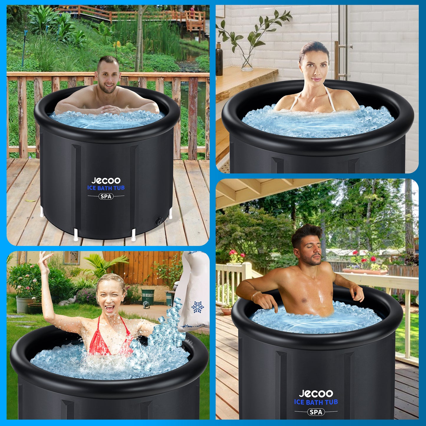 Jecoo Ice Bath Tub for Athletes, Heavy Duty Cold Plunge Tub Portable Cold Plunge for Adults Ice Baths Cold Water Therapy for Recovery at Home, Gyms, Indoor Outdoor