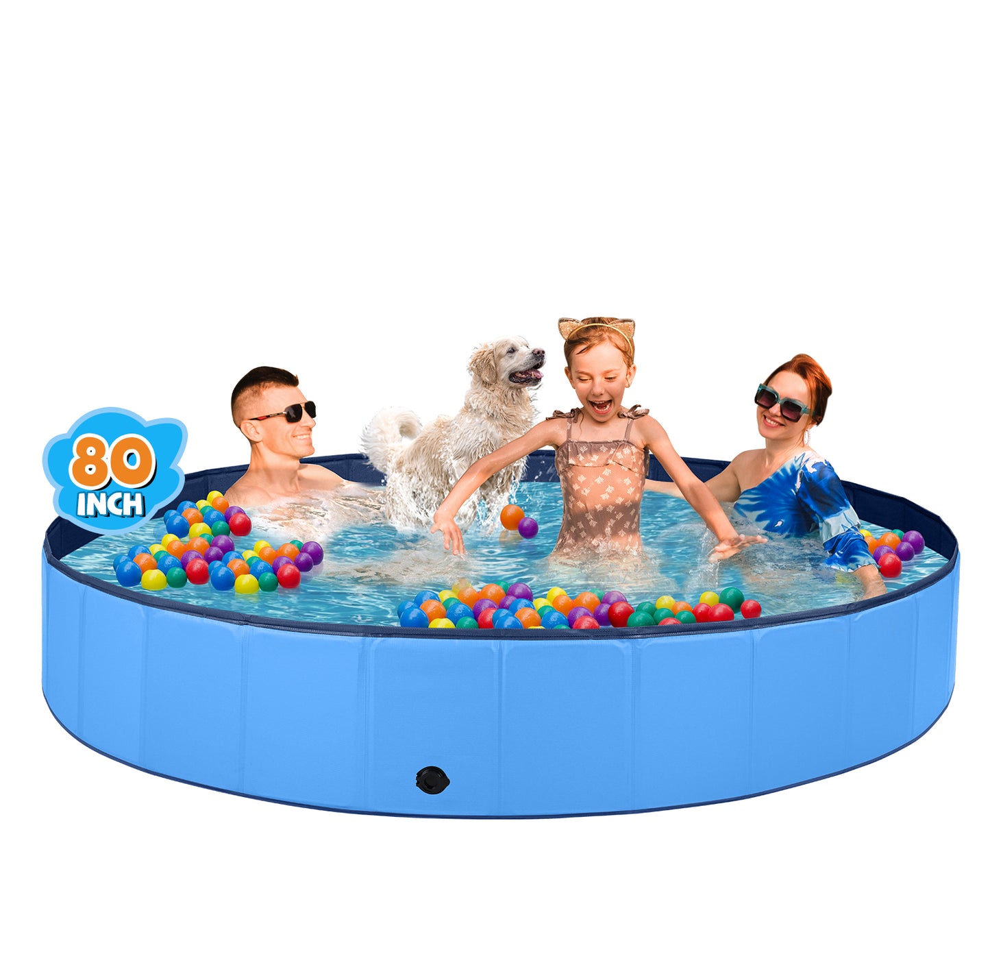 Jecoo Dog Pool for Large Dogs Foldable Kiddie Pool Hard Plastic