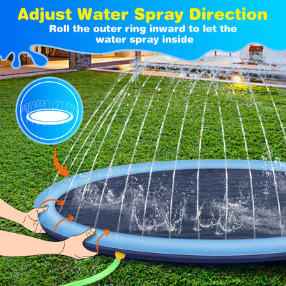 Jecoo Splash Pad for Kids and Dog, Non Slip Thicken Sprinkler Dog Pool Summer Outdoor Water Toys for Backyard