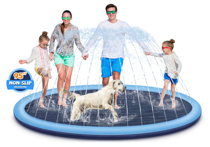 Jecoo Splash Pad for Kids and Dog, Non Slip Thicken Sprinkler Dog Pool Summer Outdoor Water Toys for Backyard